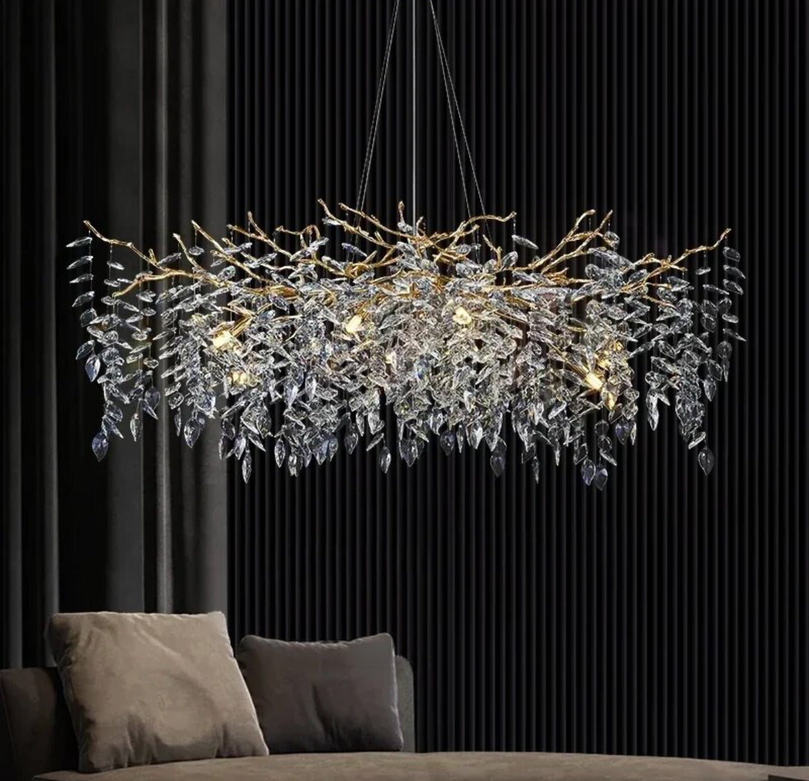 Crystal chrome chandelier