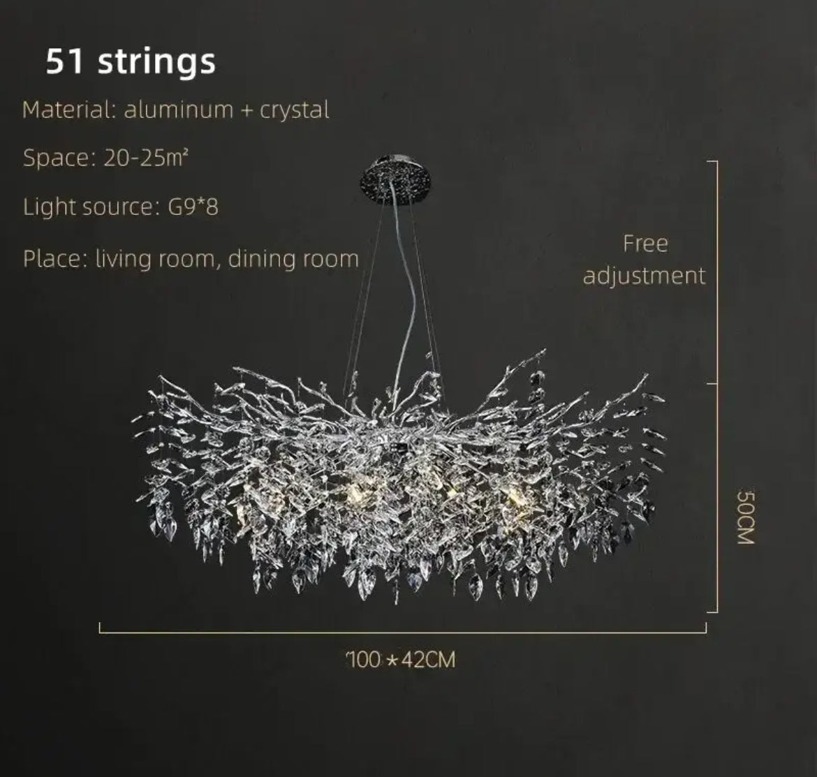 Crystal chrome chandelier