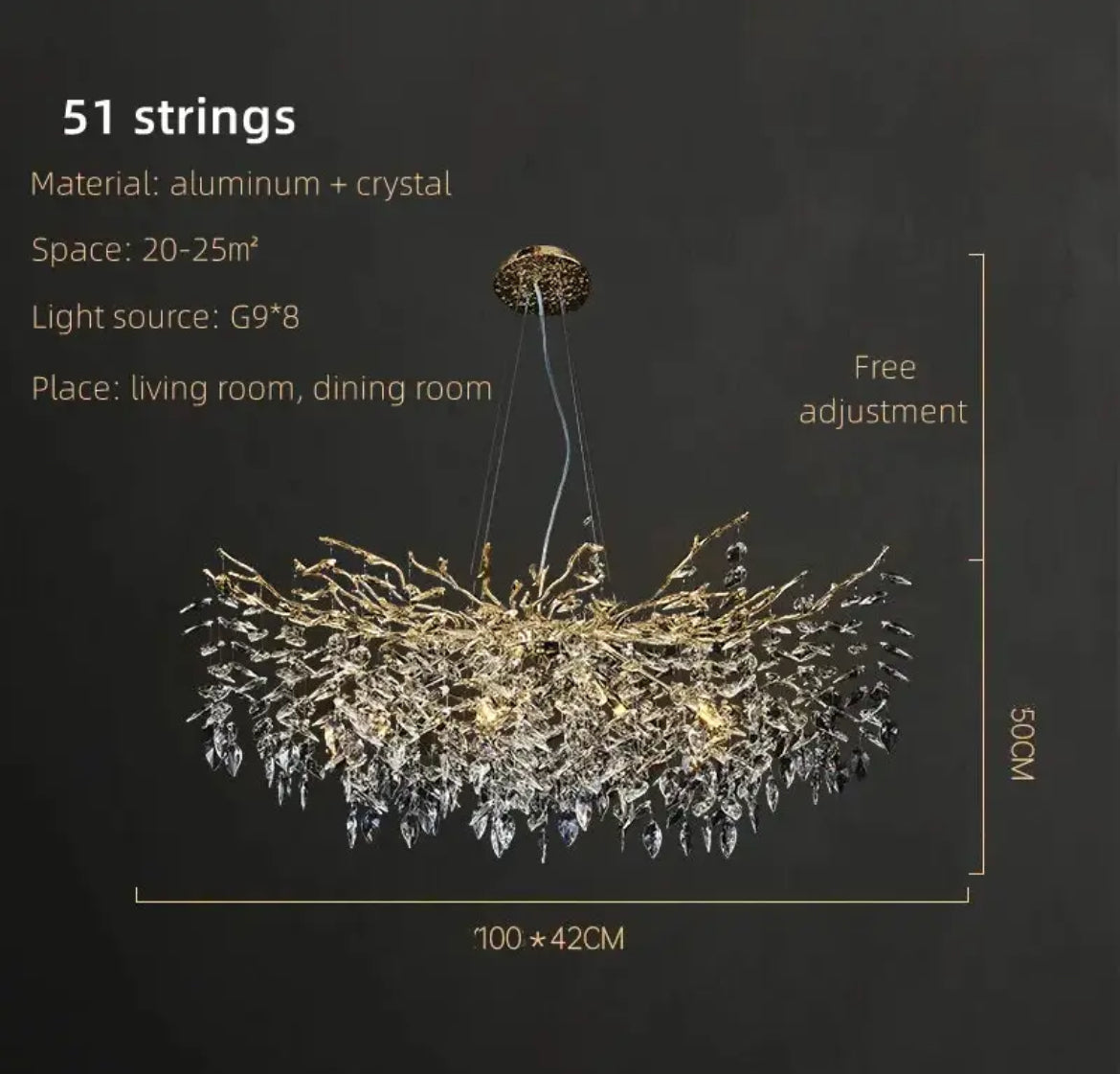 Crystal chrome chandelier