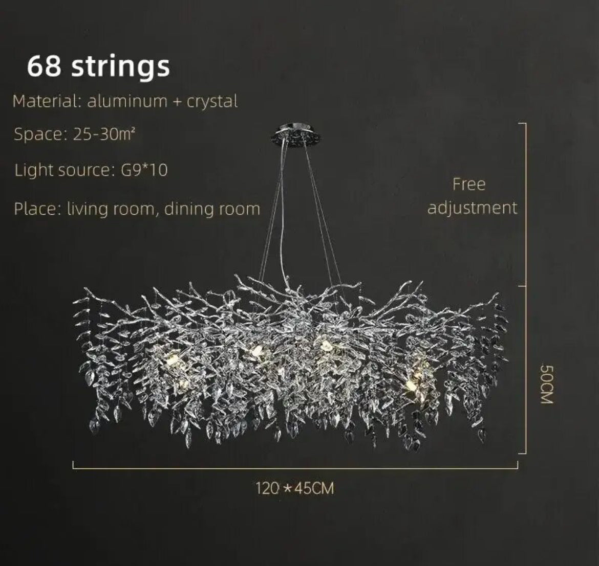 Crystal chrome chandelier