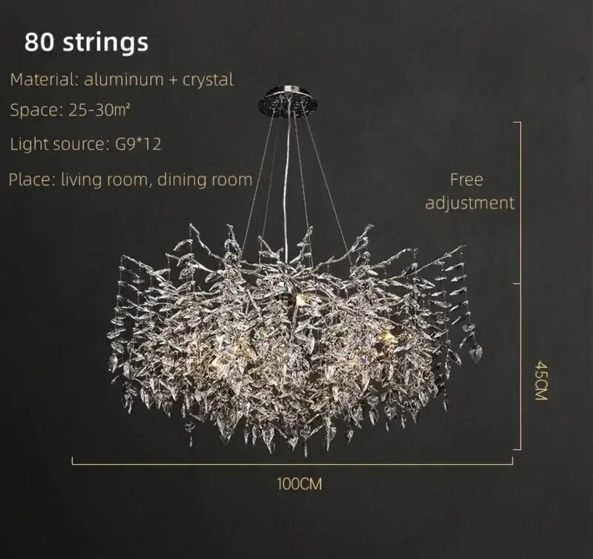 Crystal chrome chandelier