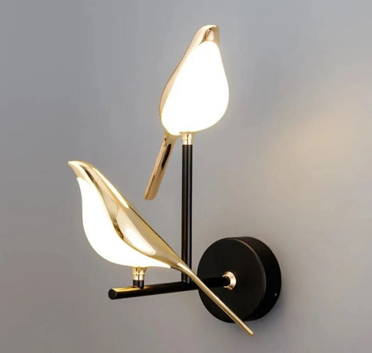 Golden bird wall light