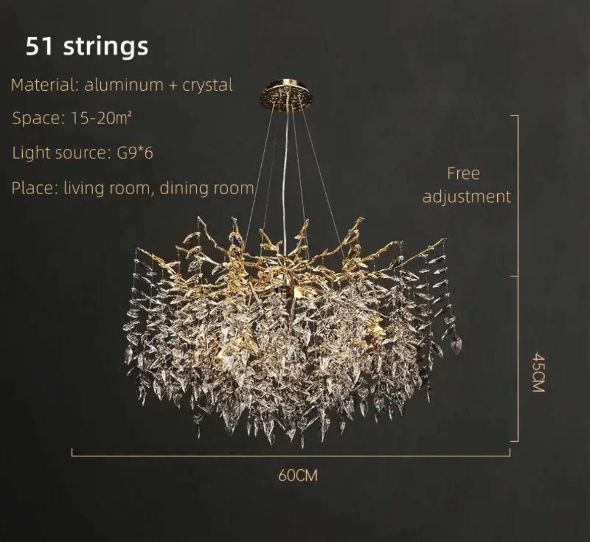 Crystal chrome chandelier