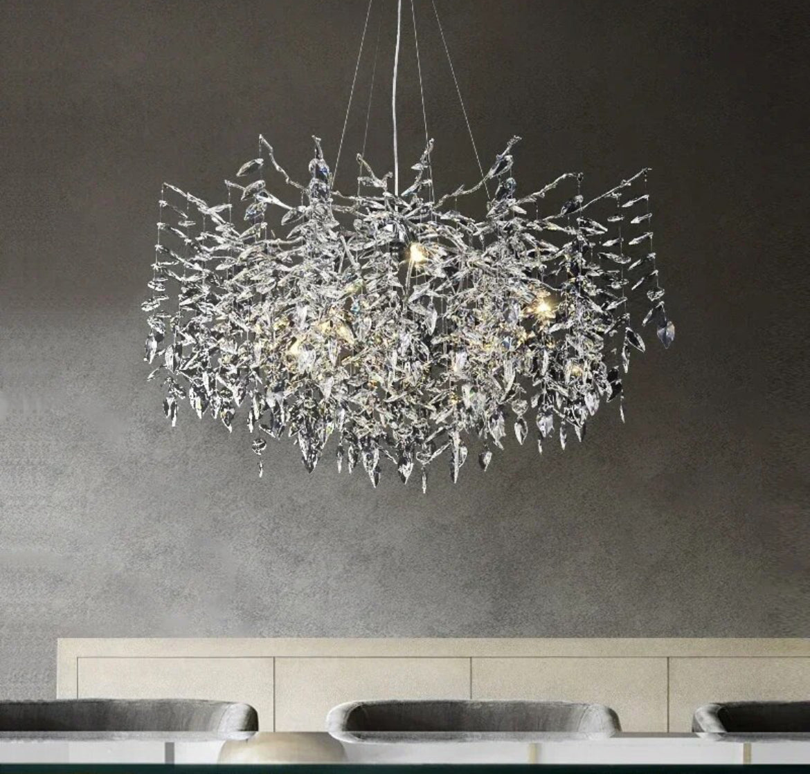 Crystal chrome chandelier