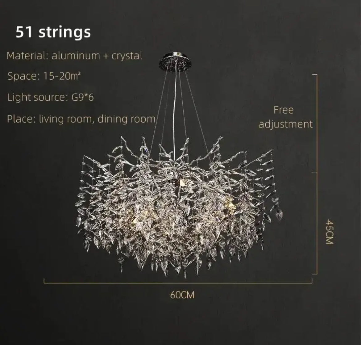 Crystal chrome chandelier